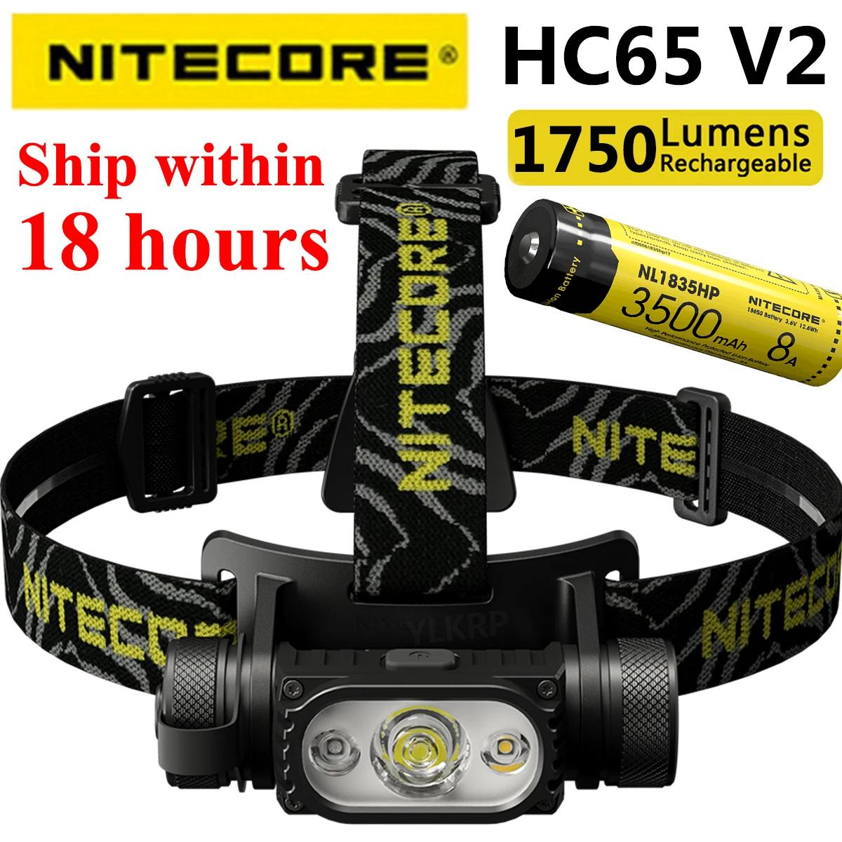 NITECORE HC65 V2 1750 , 3  ݼ ߿ Ʈ, NL1835HP ͸ , USB-C  